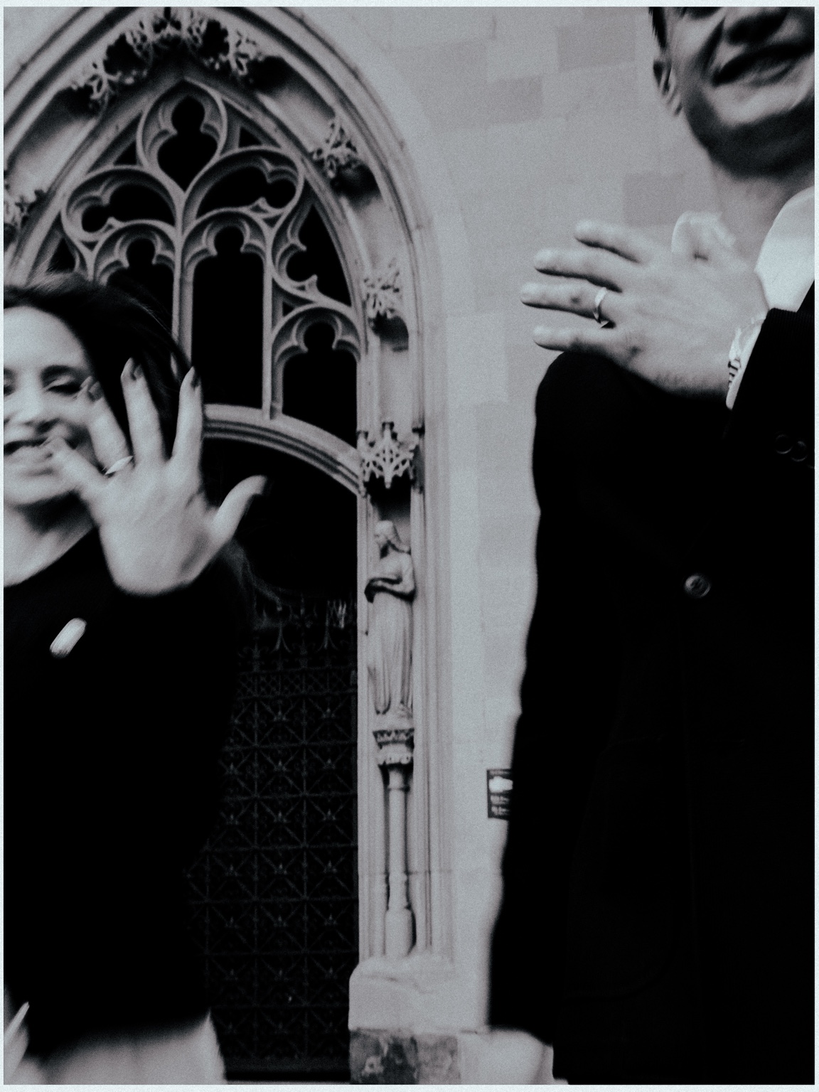 Candid wedding moment in motion